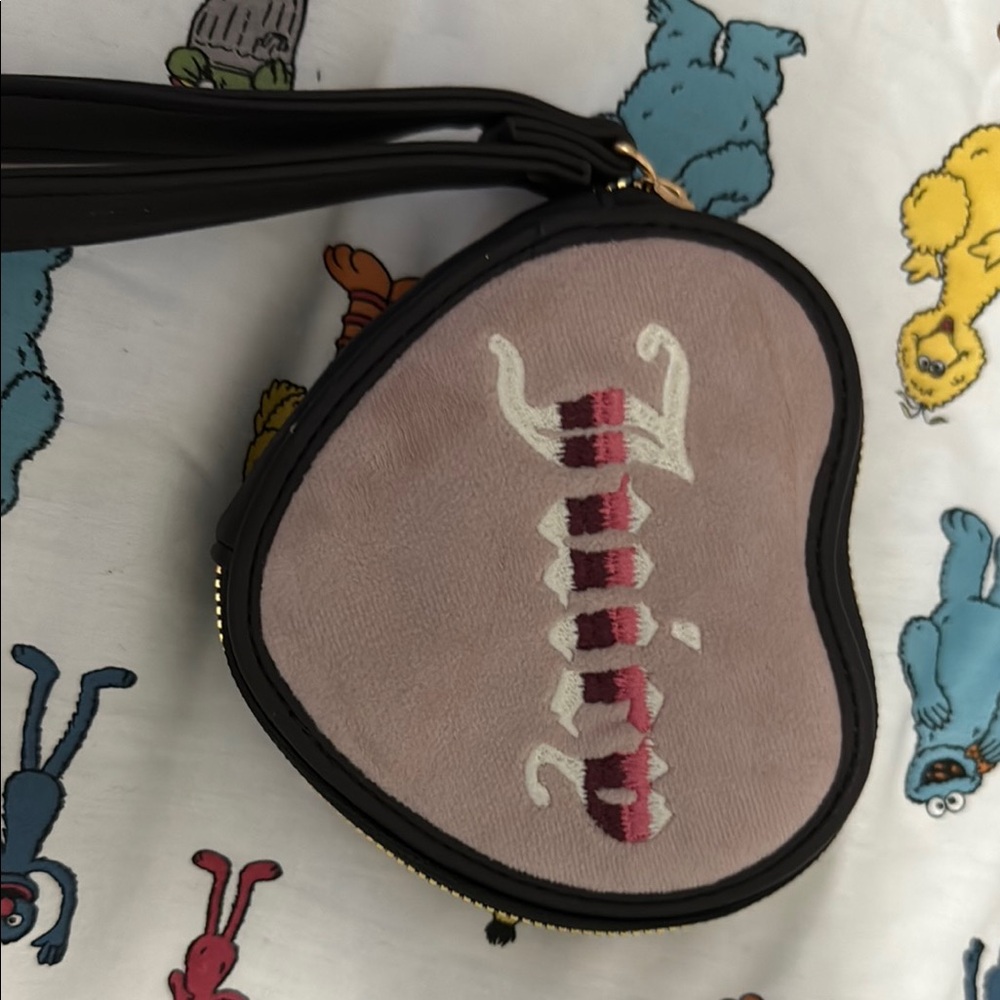 Heart-Shaped Pink and Black Crossbody Bag